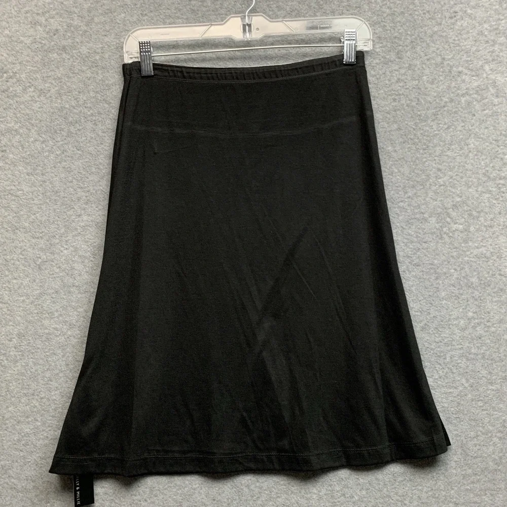 Nally & Millie Women XS Reversible Skirt Patchwork Print/Black Travel Minimal US